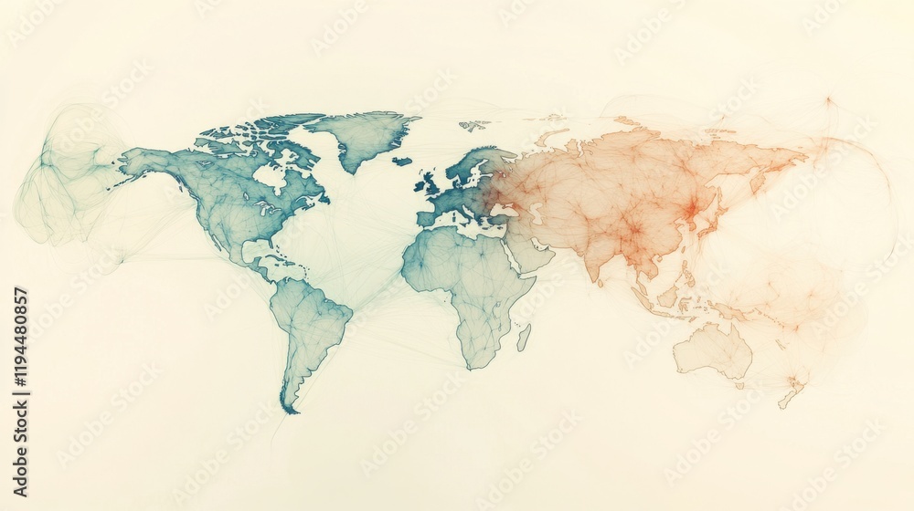 Poster global network connections: a world map visualization
