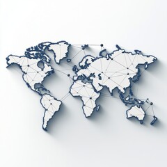 Naklejka premium Global Network Connection: A 3D World Map Visualization