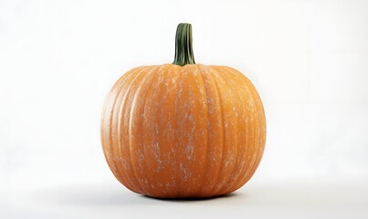 Obraz premium Single ripe orange pumpkin on white background.