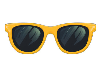  Sunglasses, cartoon-style, yellow in color, transparent background, PNG 
