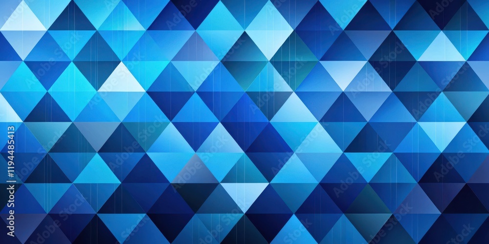 Aufkleber Abstract geometric pattern with a blue and cyan color scheme featuring a mosaic of triangles with subtle lines and varying shades of blue.