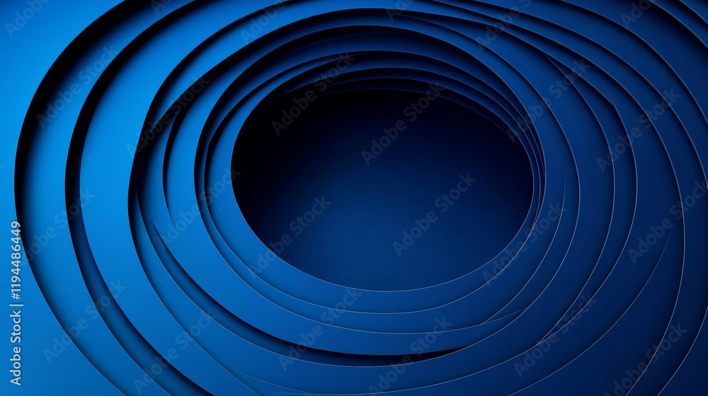 Poster 3d abstract circular paper layer texture graphic. blue color geometry design with round cutout decor