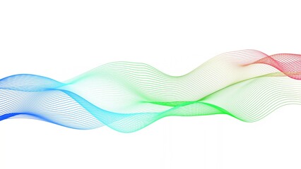 Blue green red line wave on white background