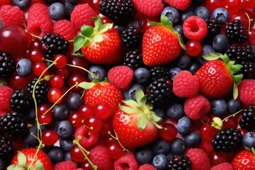 Fototapeta premium Mix fruit backgrounds strawberry blackberry.
