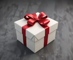 Fototapeta premium A beautifully wrapped gift box with a ribbon around it, nicely wrapped gift, festive decoration, cozy presents