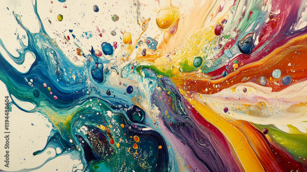 Poster splashes of paint with swirls and drops isolated on transparent background. vector realistic set of 