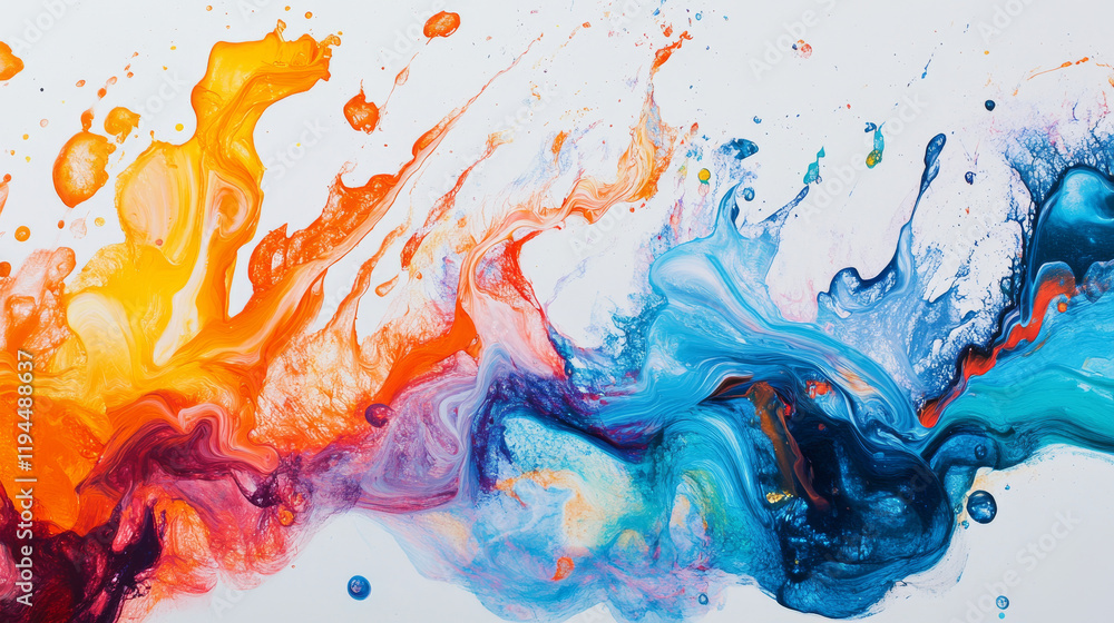 Poster splashes of paint with swirls and drops isolated on transparent background. vector realistic set of 
