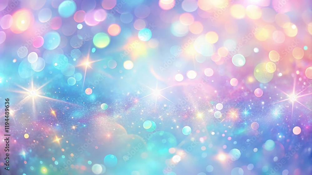 Poster a delicate blend of pastel hues and shimmering lights, creating a magical and ethereal backdrop.