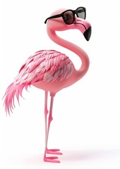 Naklejka premium Stylish flamingo wearing sunglasses