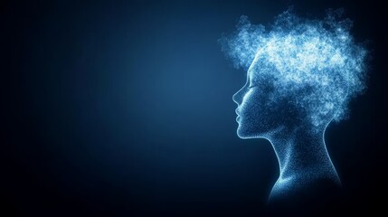 Obraz premium Artistic portrait of a woman with ethereal smoke surrounding her head