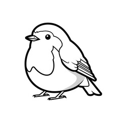 Fototapeta premium Cute Robin Cartoon: A simple and charming cartoon illustration of a robin, featuring its iconic red breast and perky stance. Perfect for children's books, educational materials.