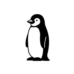 Obraz premium Penguin Icon: A simple, bold graphic illustration of a penguin, perfect for various design applications, featuring a classic black and white color scheme. 