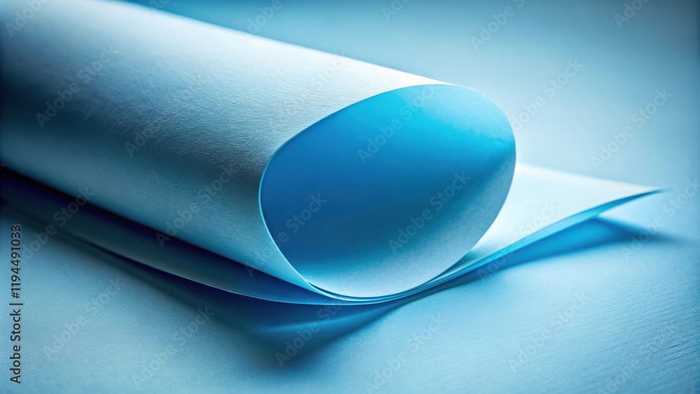 Aufkleber a close-up of a rolled-up piece of blue paper, showcasing the subtle texture and curvature of the ma