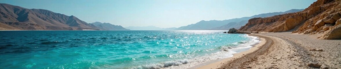 Dead Sea's glistening, mineral-rich shore, stark landscape , minerals, brown