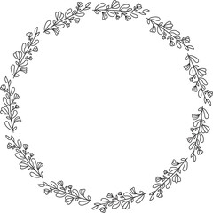 Decorative Floral Frame and Botanical Line Illustration
