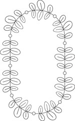 Decorative Floral Frame and Botanical Line Illustration
