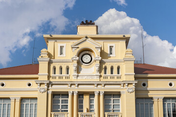 facade of The Poste du Cambodge building is an iconic colonial structure in the historic French...