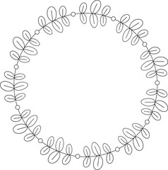 Decorative Floral Frame and Botanical Line Illustration
