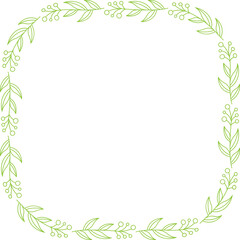 Decorative Floral Frame and Botanical Line Illustration
