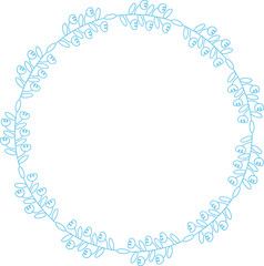 Decorative Floral Frame and Botanical Line Illustration
