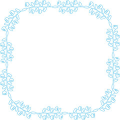 Decorative Floral Frame and Botanical Line Illustration
