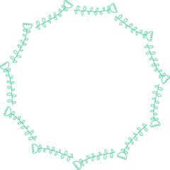 Decorative Floral Frame and Botanical Line Illustration
