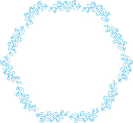 Decorative Floral Frame and Botanical Line Illustration
