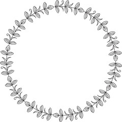 Decorative Floral Frame and Botanical Line Illustration
