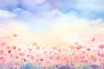 Obraz premium Pastel sky and rose backgrounds outdoors painting.