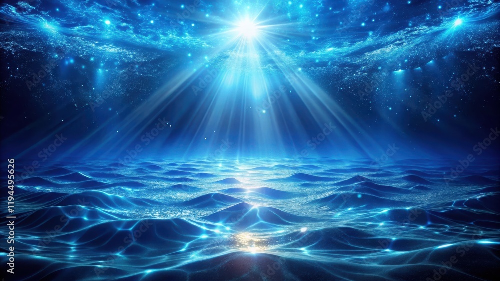 Poster A celestial glow illuminates the swirling waves of an endless ocean, creating a serene and ethereal scene.