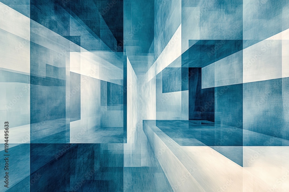 Poster abstract composition featuring layered structures in shades of b