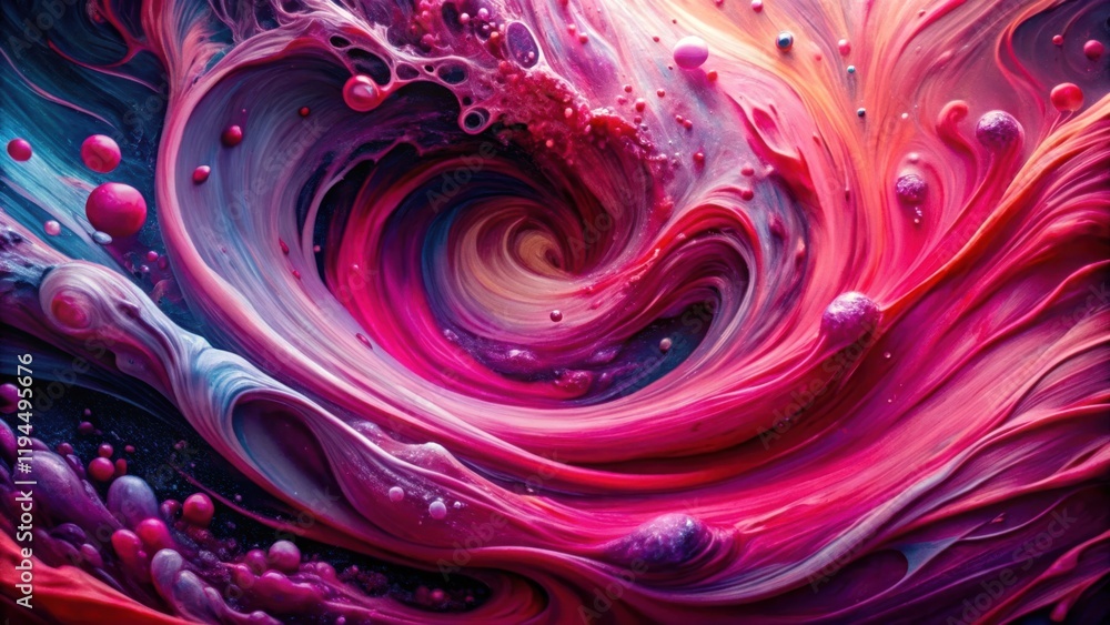 Poster A mesmerizing abstract swirl of vibrant colors and tiny bubbles, creating a sense of depth and motion.