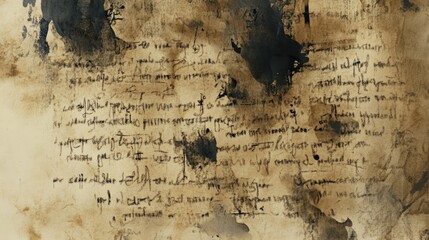 Aged parchment showcases intricate handwritten text and dark ink