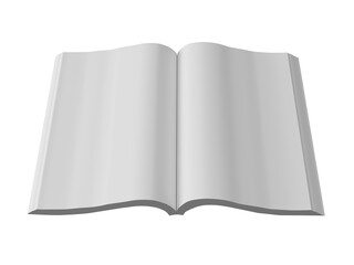 an open book on a white background