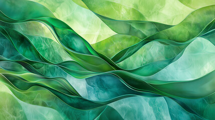 Abstract Green and Blue Wavy Design with Organic Flowing Patterns