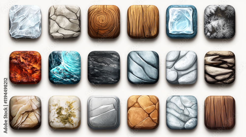 Poster set of web buttons isolated on background. cartoon vector illustration of rectangular and oval ui em