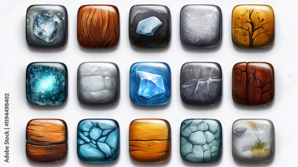 Poster set of web buttons isolated on background. cartoon vector illustration of rectangular and oval ui em