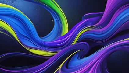 Vivid and dynamic abstract art featuring swirling waves displaying rich hues of blue, green, and purple for creative design usage.