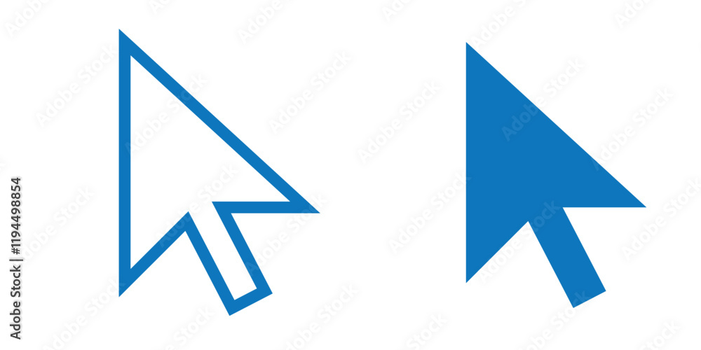 Poster click the icon. pointer arrow icon. cursor icon vector. by dede