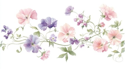 "Whispers of Spring: A Sweet Pea Floral Frame"