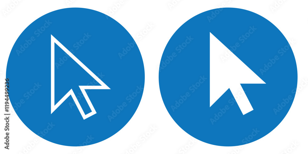 Poster click the icon. pointer arrow icon. cursor icon vector. by dede