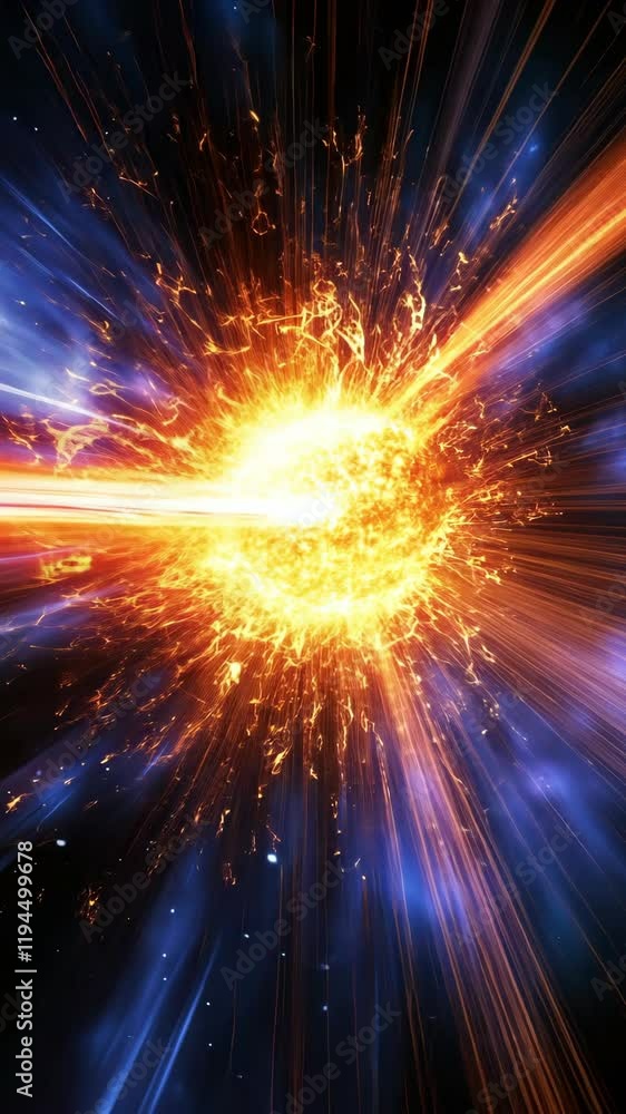Poster vibrant explosion of colors representing a cosmic event in a vast universe