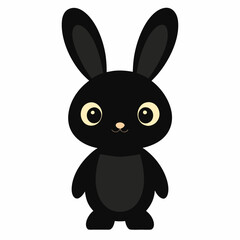Black cute rabbit character bunny vector on white background.
