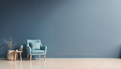 Blue Armchair Minimalist Room Interior Design