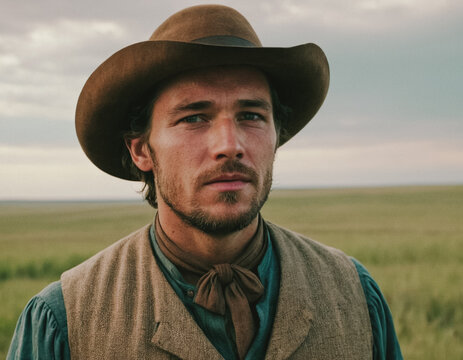 Portrait eines amerikanischen Siedlers aus dem 19. Jahrhundert