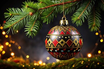 African Christmas Baubles Sparkle Fir Branches
