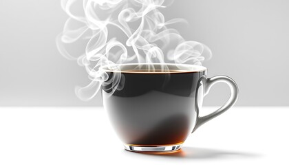 Steaming Dark Coffee in Elegant Cup: A Serene Minimalist Still Life