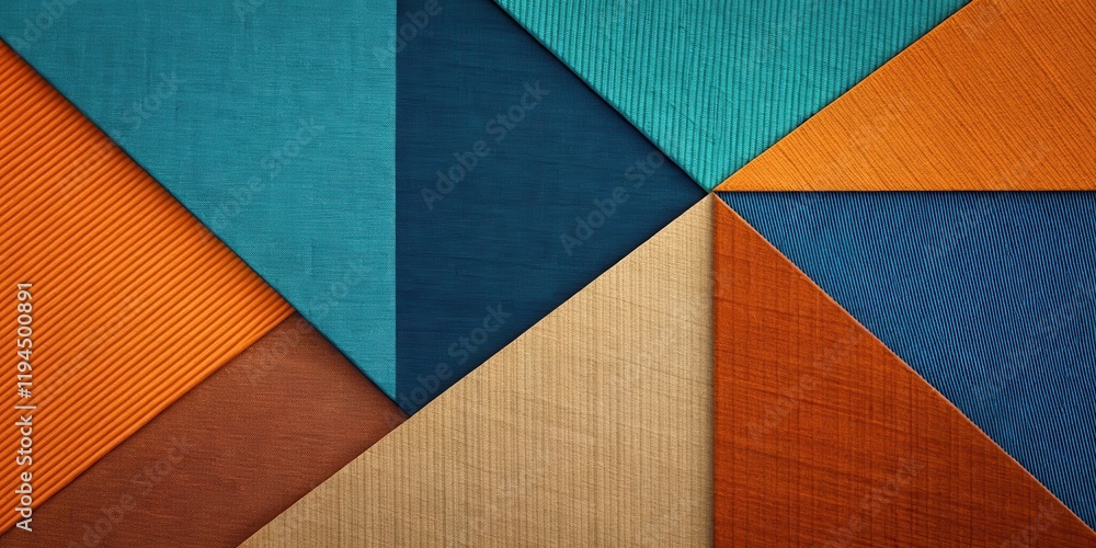 Poster abstract geometric pattern of textured colored surfaces in triangles and rectangles