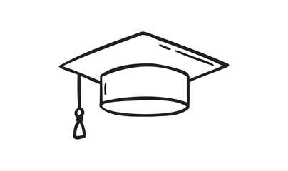Hand drawn doodle Graduation hat icon. Education hat line for college student drawing