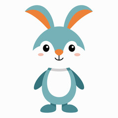 Cute rabbit character bunny vector on white background.